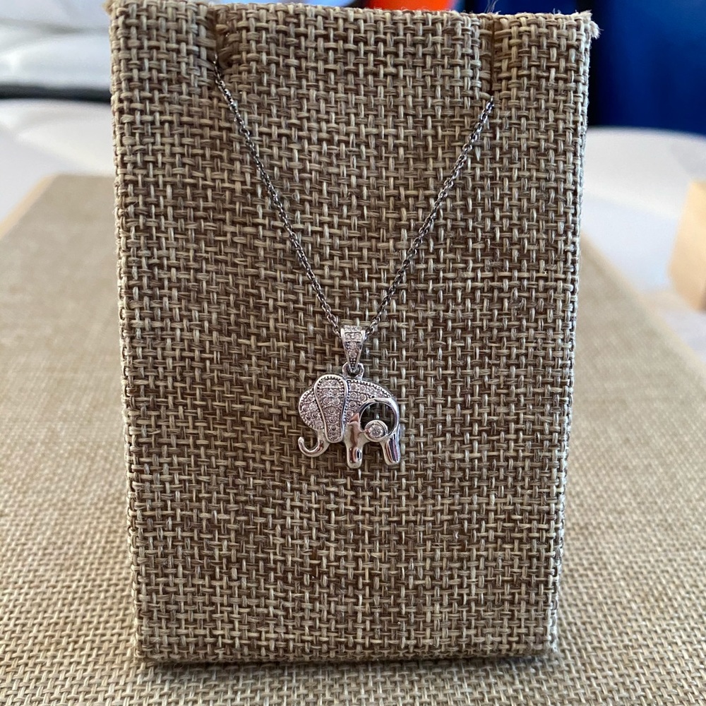 Elephant necklace. SS and CZ NWT.